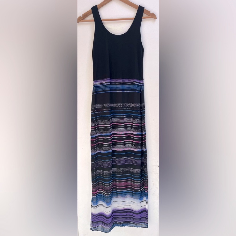 Vince 'Sweep Stripe' Chiffon Overlay Super Cute Comfy Lined Maxi Dress Size PXS